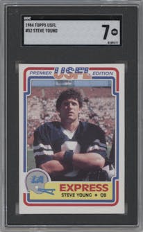 Steve Young from the 1984 Topps USFL set graded by SGC and given an overall grade of 7.