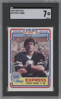 Steve Young from the 1984 Topps USFL set graded by SGC and given an overall grade of 7.