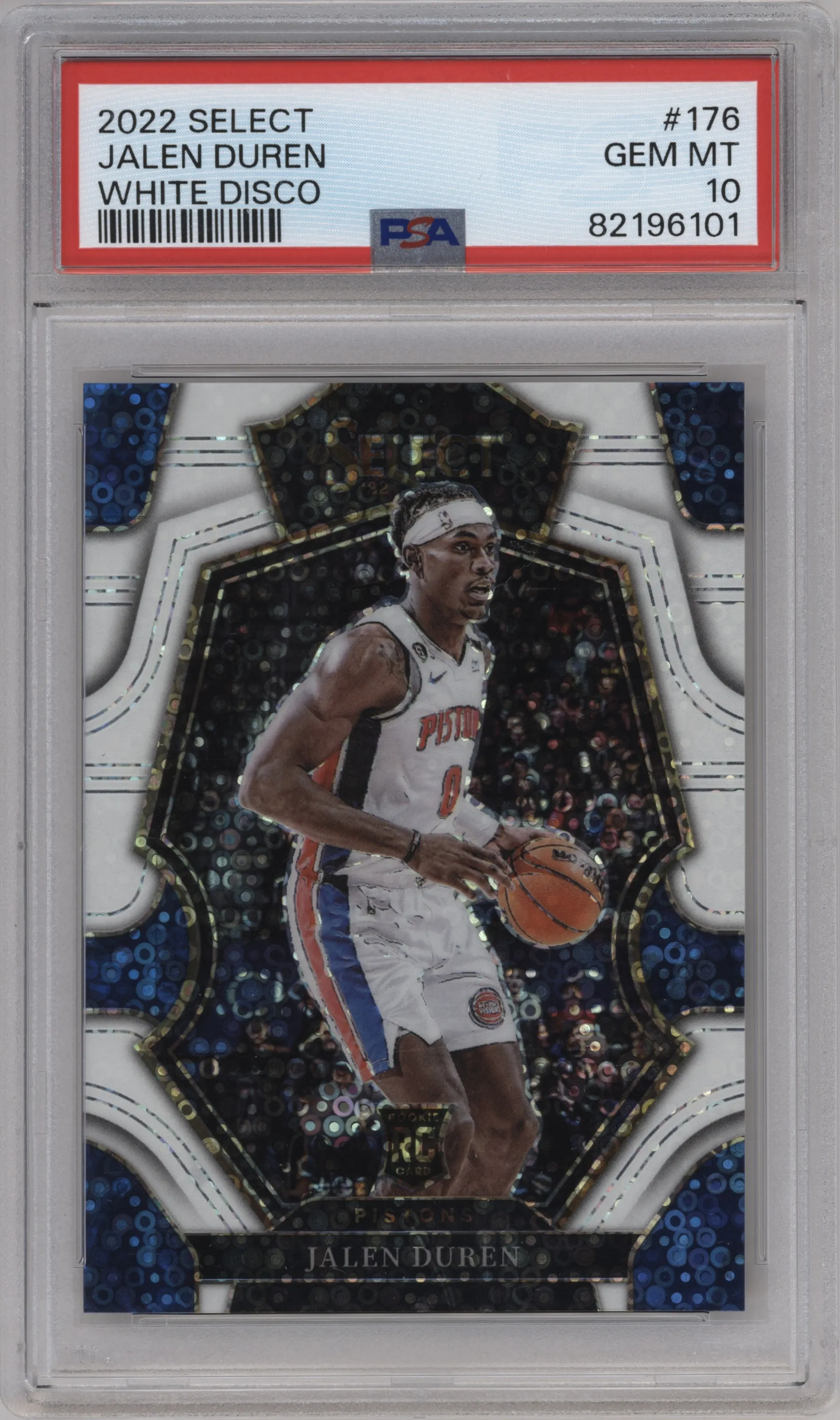 2022 Panini Select Pre.Lvl. Jalen Duren Disco White #176 PSA 10