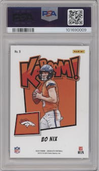 Bo Nix from the 2024 Panini Absolute set graded by PSA and given an overall grade of 9.