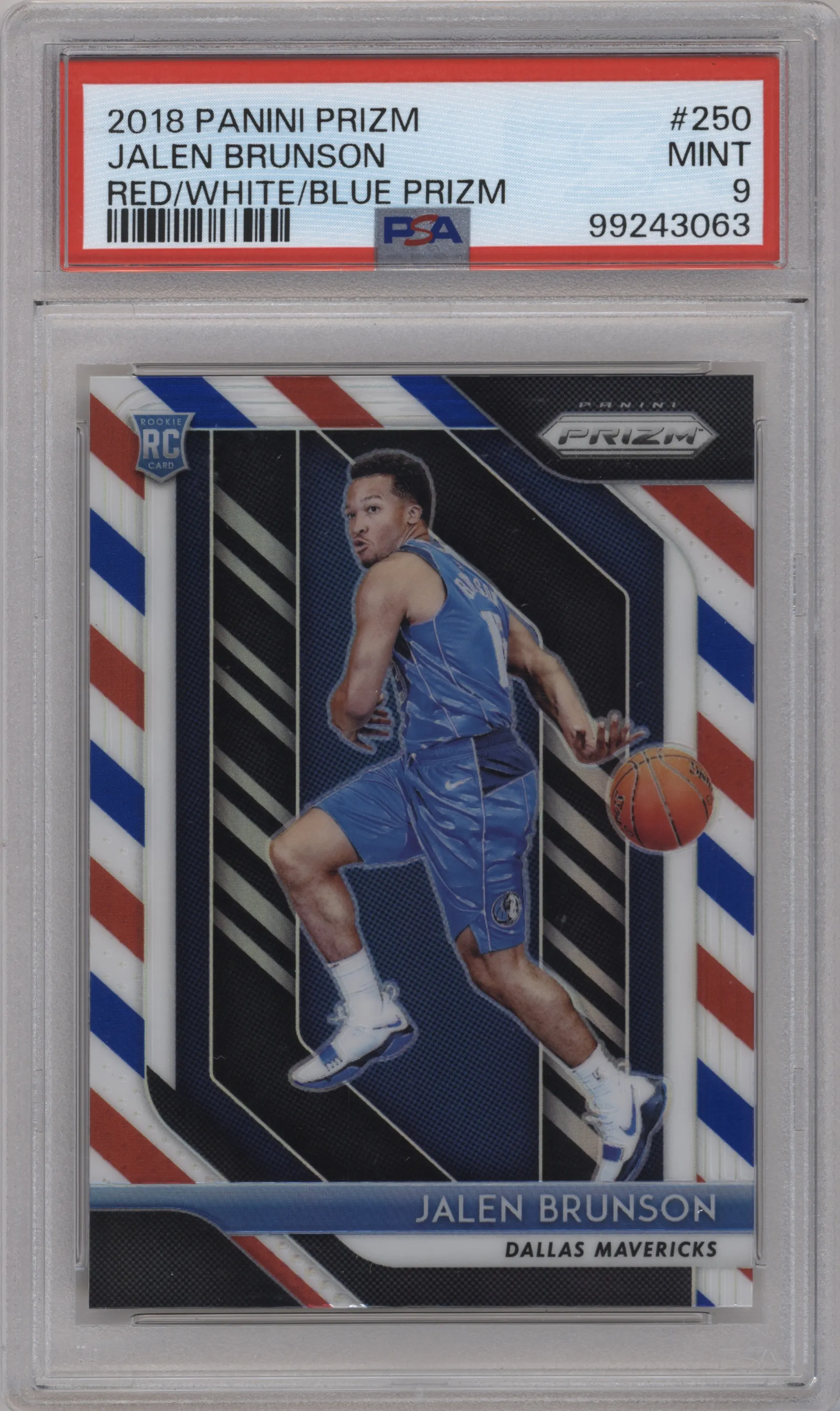 2018 Panini Prizm Jalen Brunson Red White Blue Prizm PSA 9