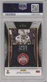 Chris Olave from the 2022 Panini Select Draft Picks set featuring a Orange Pulsar parallel graded by PSA and given an overall grade of 9.