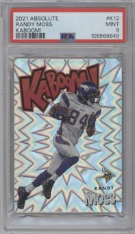 Randy Moss from the 2021 Panini Absolute set graded by PSA and given an overall grade of 9.