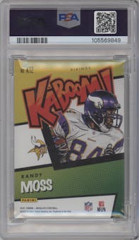 Randy Moss from the 2021 Panini Absolute set graded by PSA and given an overall grade of 9.