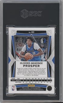 Olivier-Maxence Prosper from the 2023-24 Panini Obsidian set featuring a Electric Etch Vibrant Mojo parallel graded by SGC and given an overall grade of 9.5.