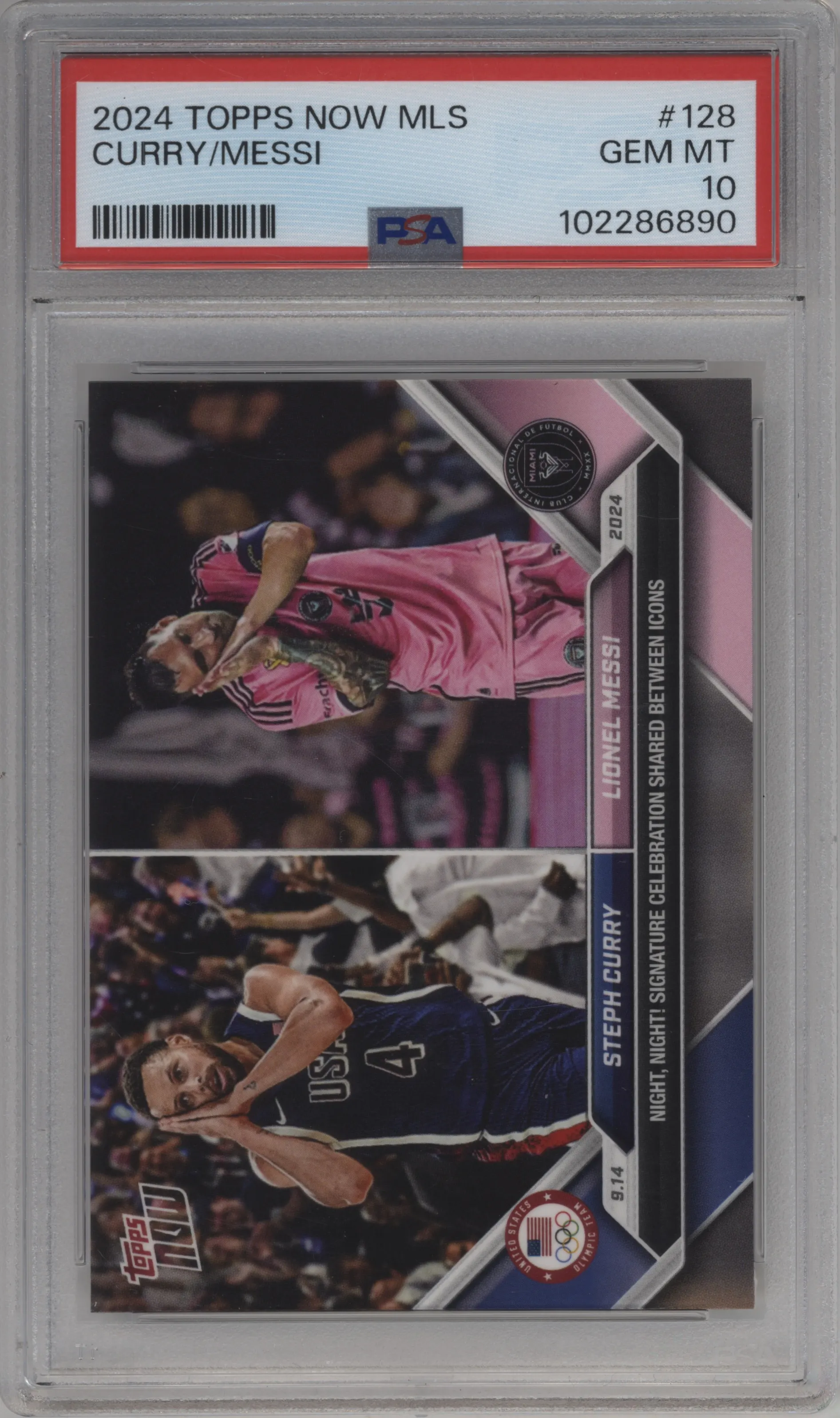 2024 Topps Now MLS Steph Curry/Lionel Messi #128 PSA 10