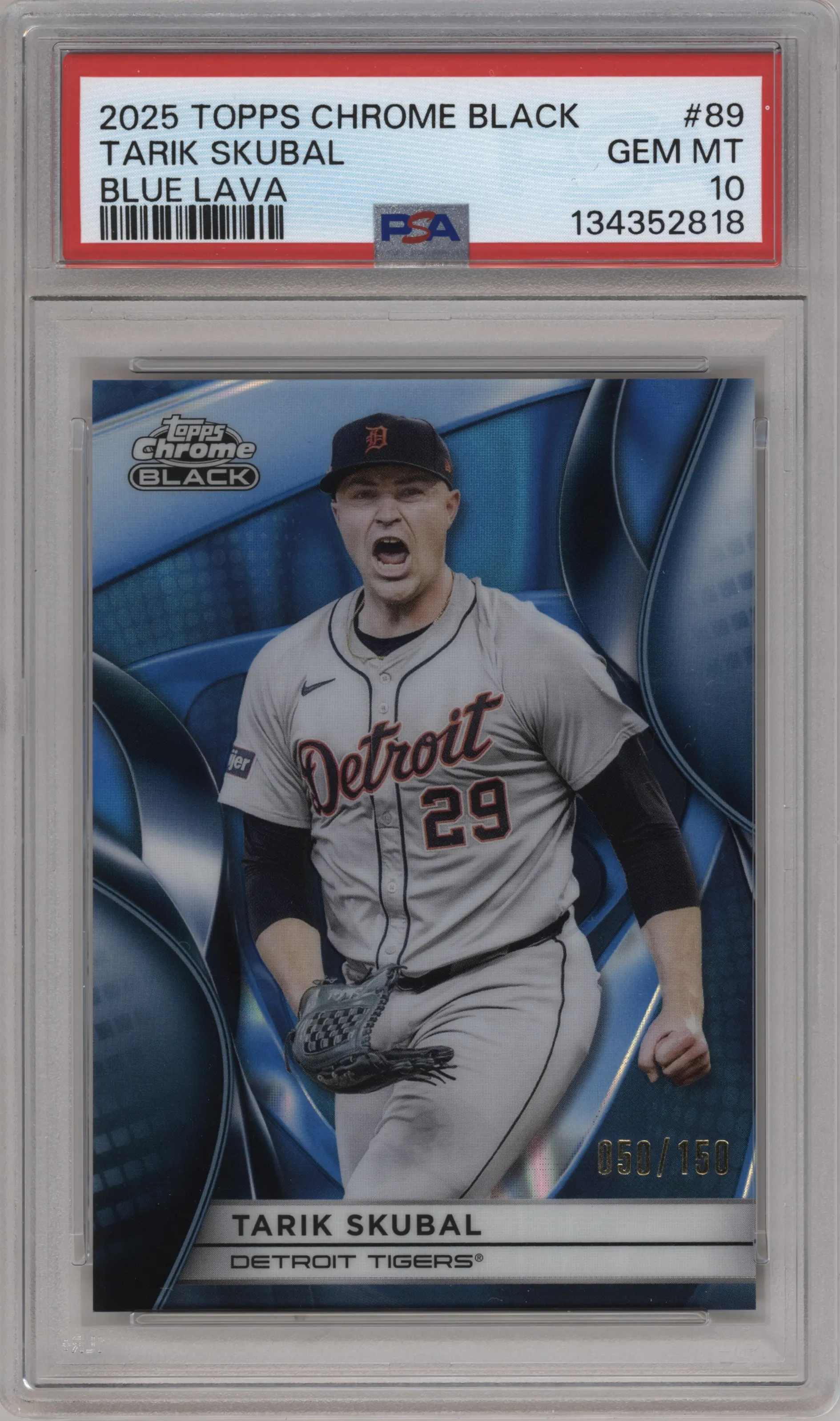 2025 Topps Chrome Black Tarik Skubal Blue Lava Refractor #89 PSA 10