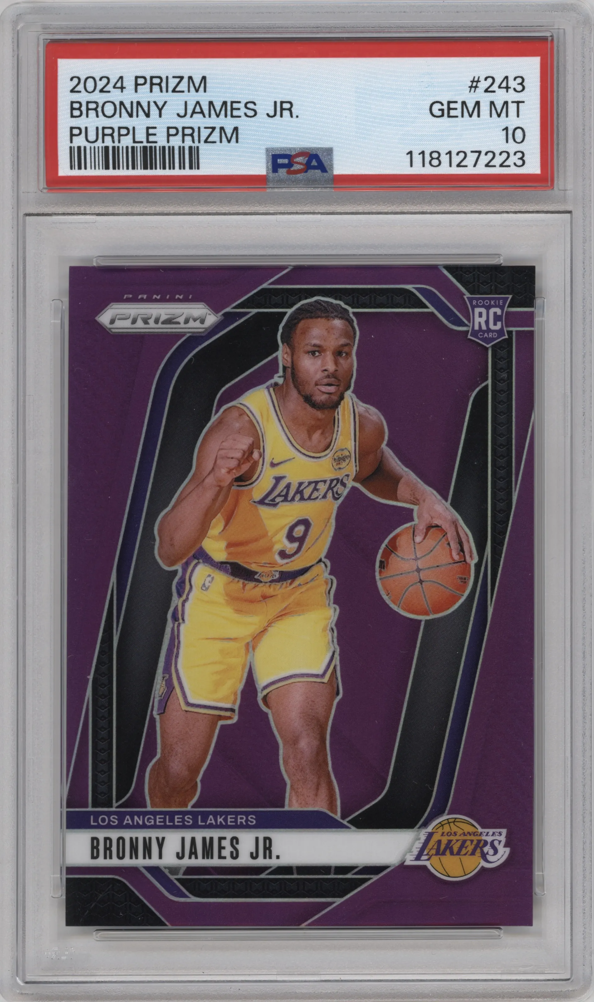 2024 Panini Prizm Bronny James Jr. Purple Prizm PSA 10