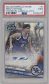 Reed Sheppard from the 2023-24 Bowman U Chrome set featuring a Lava Refractor parallel graded by PSA and given an overall grade of 9.