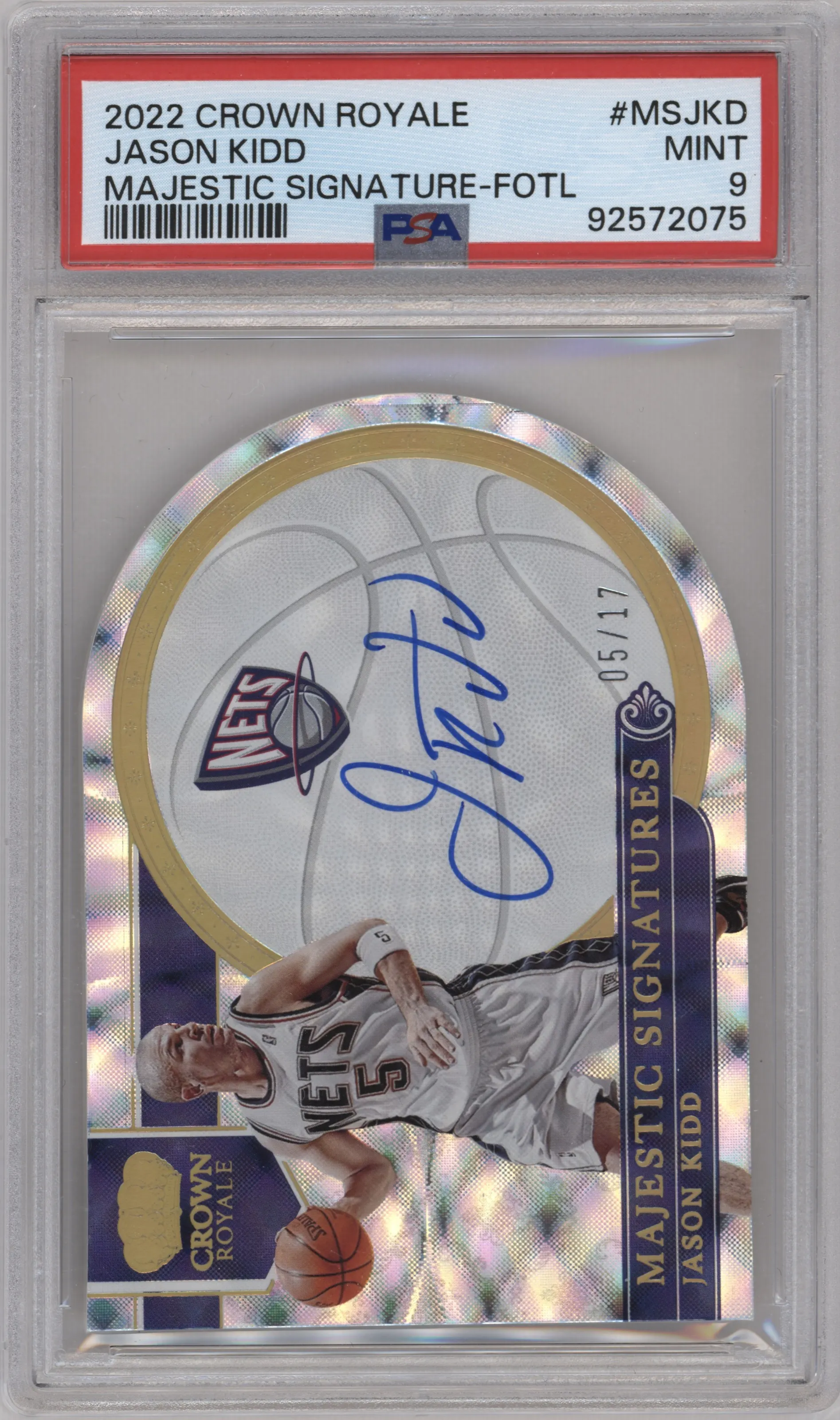 2022 Panini Crown Royale Majestic Sig. Jason Kidd FOTL #MS-JKD PSA 9
