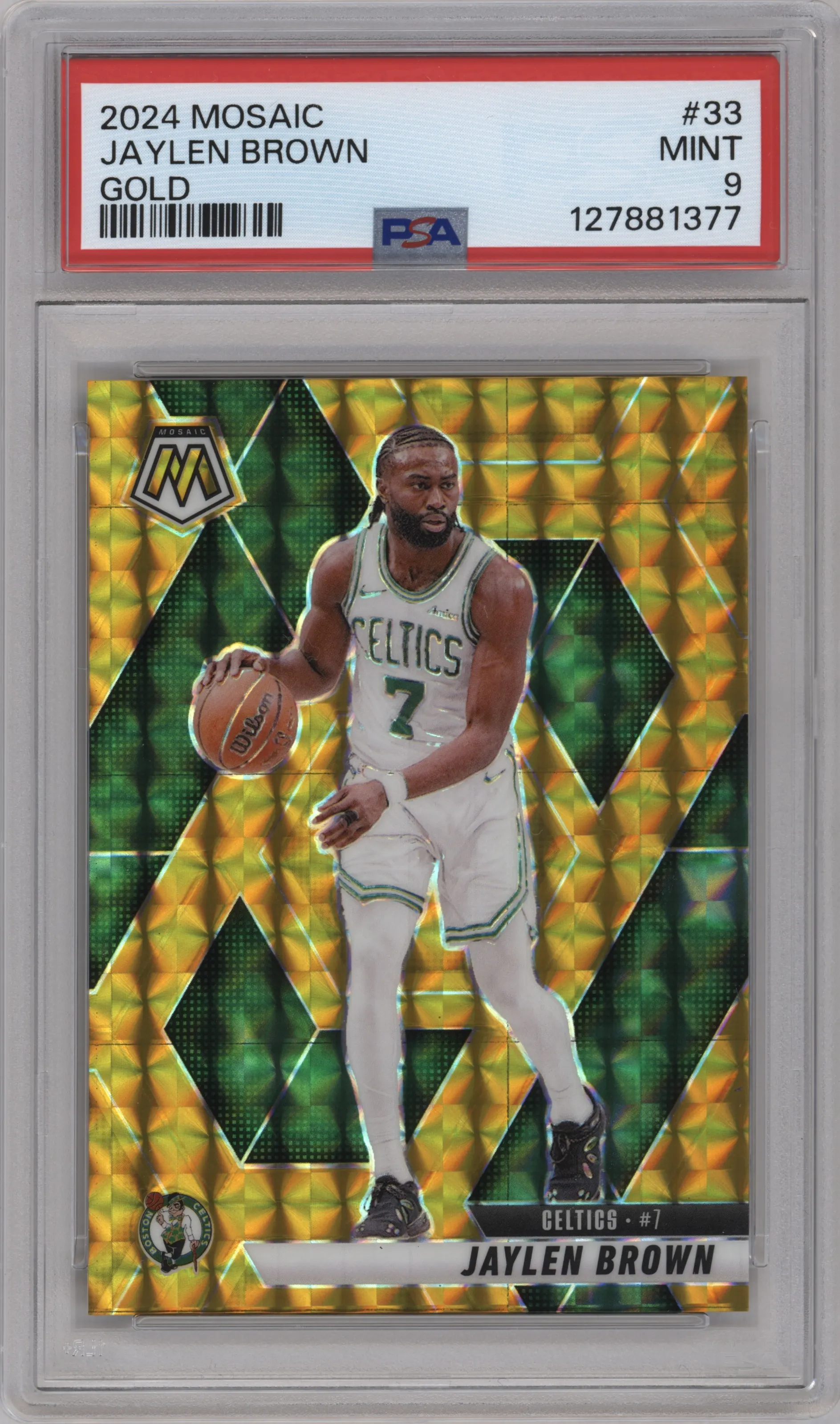 2024 Panini Mosaic Jaylen Brown Gold Mosaic #33 PSA 9