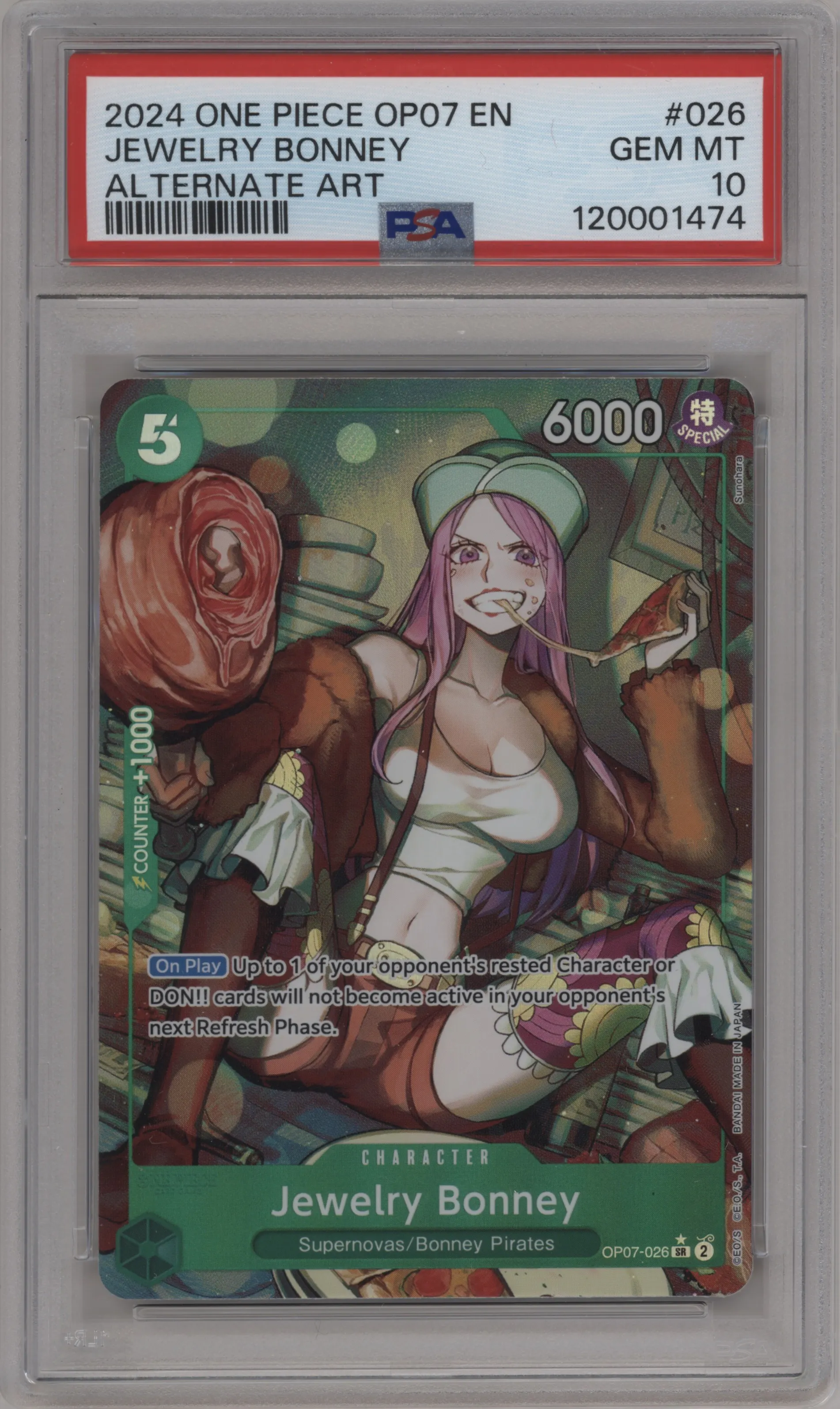 2024 One Piece 500 Years in the Future Jewelry Bonney Alternate Art SR #OP07-026 SR PSA 10