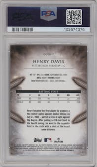 Henry Davis from the 2024 Bowman Chrome set featuring a Orange Refractor parallel graded by PSA and given an overall grade of 10.