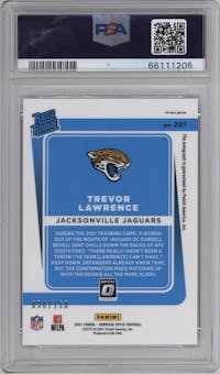 Trevor Lawrence from the 2021 Panini Donruss Optic set graded by PSA and given an overall grade of 10.