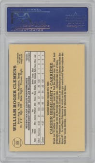 Roger Clemens  from the 1985 Leaf set graded by PSA and given an overall grade of 9.