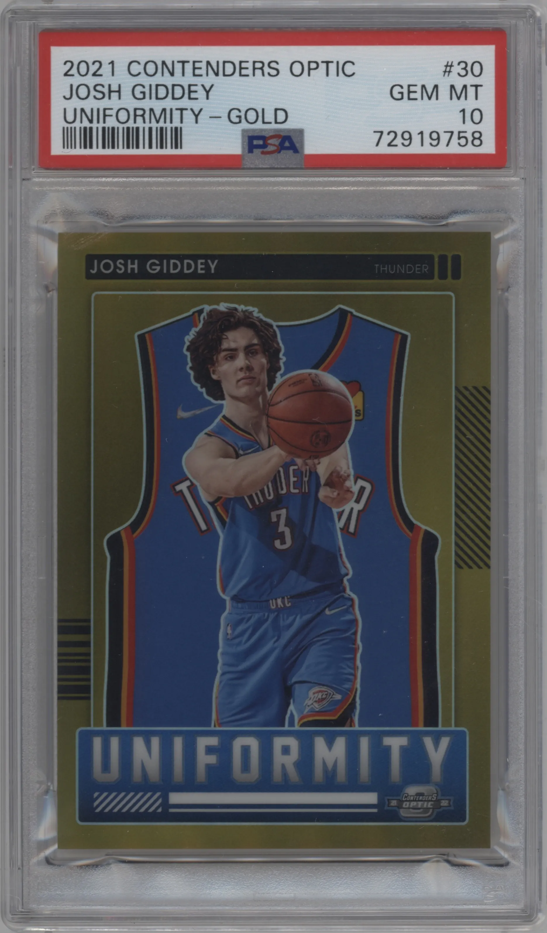 2021 Panini Contenders Optic Uniformity Josh Giddey Gold PSA 10