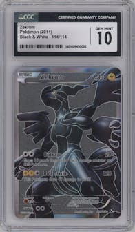 Zekrom from the 2011 Pokemon Black & White set graded by CSG and given an overall grade of 10.