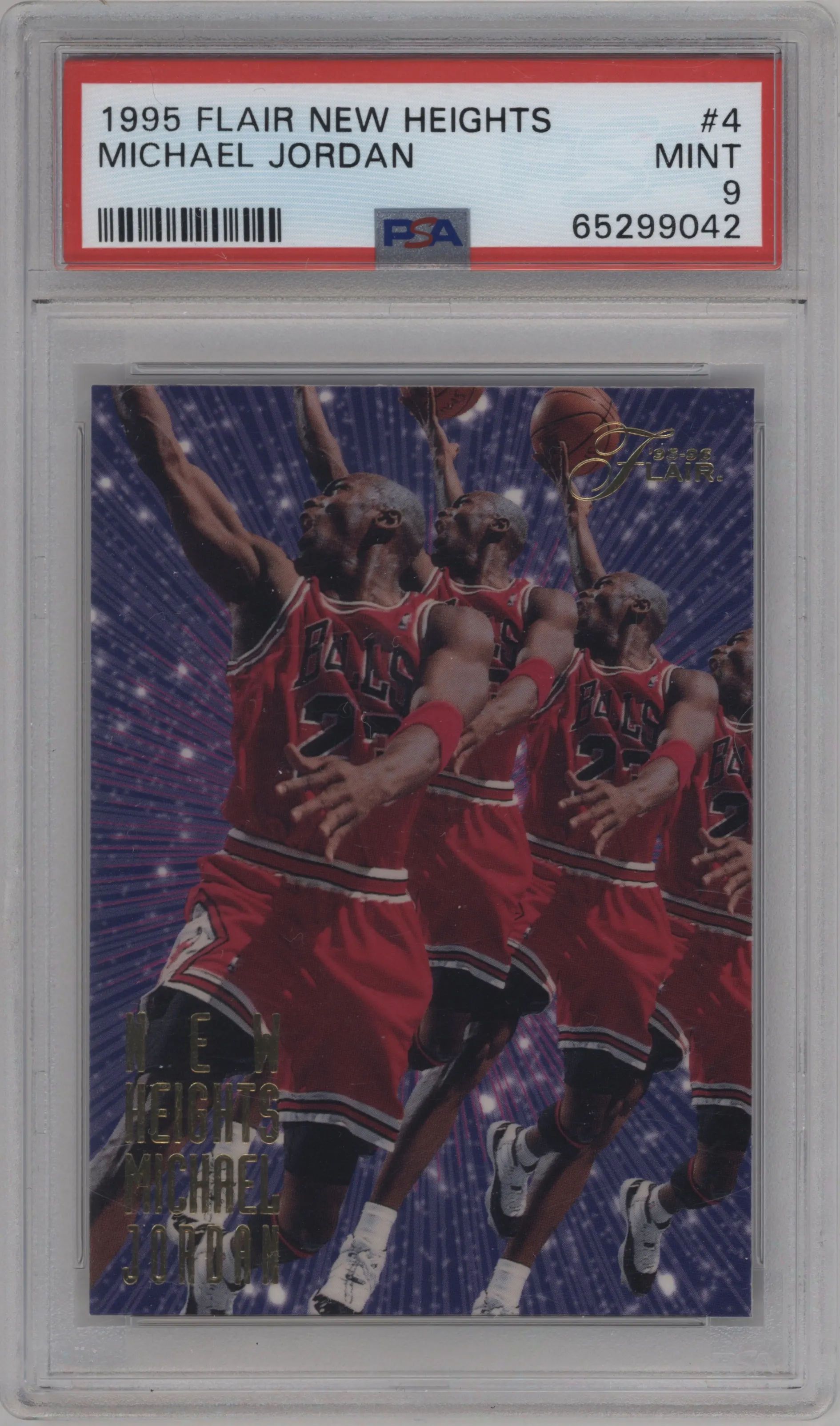 Michael Jordan from the 1995-96 Flair set graded by PSA and given an overall grade of 9.