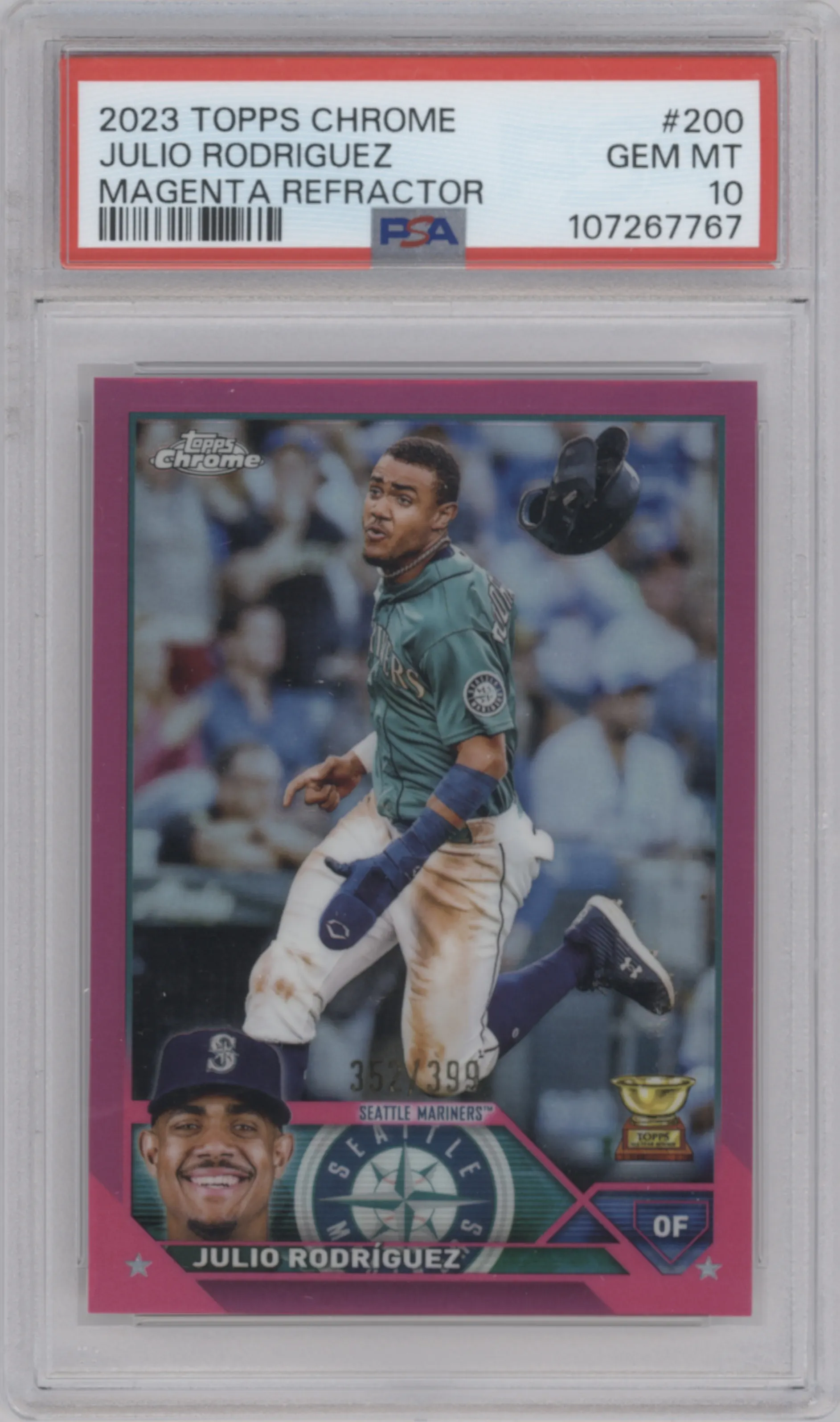 2023 Topps Chrome Julio Rodriguez Magenta Refractor #200 PSA 10