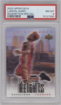 LeBron James from the 2003-04 Upper Deck set graded by PSA and given an overall grade of 8.