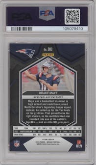 Drake Maye from the 2024 Panini Mosaic set featuring a Pink Camo parallel graded by PSA and given an overall grade of 10.