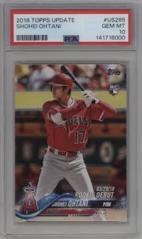 Shohei Ohtani from the 2018 Topps Update set graded by PSA and given an overall grade of 10.