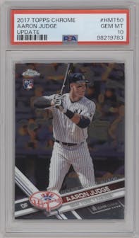 Aaron Judge from the 2017 Topps Chrome Update Series set graded by PSA and given an overall grade of 10.