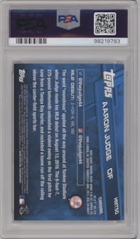 Aaron Judge from the 2017 Topps Chrome Update Series set graded by PSA and given an overall grade of 10.