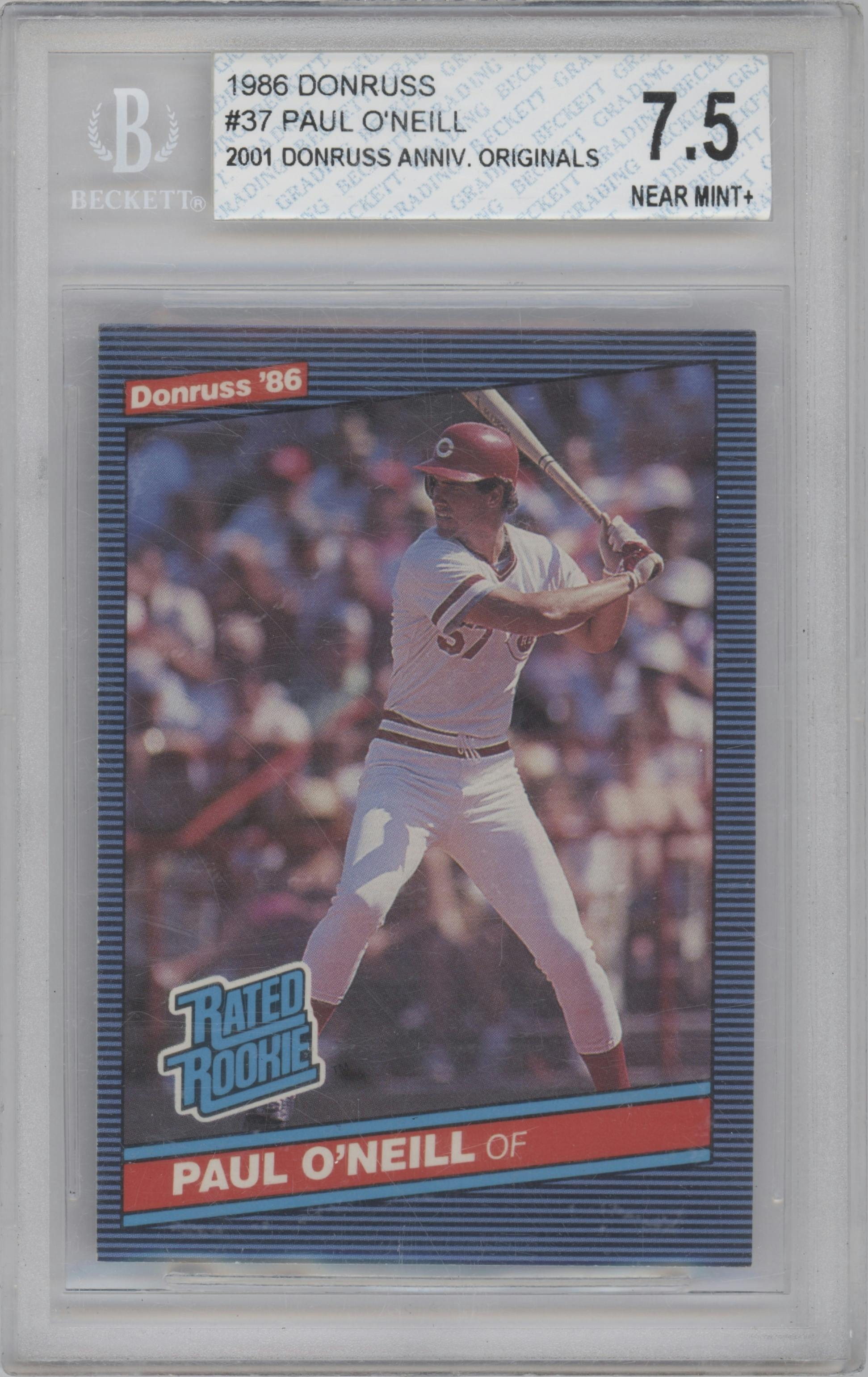 Paul O'Neill from the 1986 Donruss set graded by Beckett and given an overall grade of 7.5.