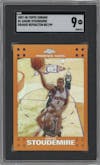 Amare Stoudemire from the 2007-08 Topps Chrome set featuring a Orange Refractor parallel graded by SGC and given an overall grade of 9.