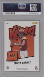 Jayden Daniels from the 2024 Panini Absolute set graded by PSA and given an overall grade of 10.