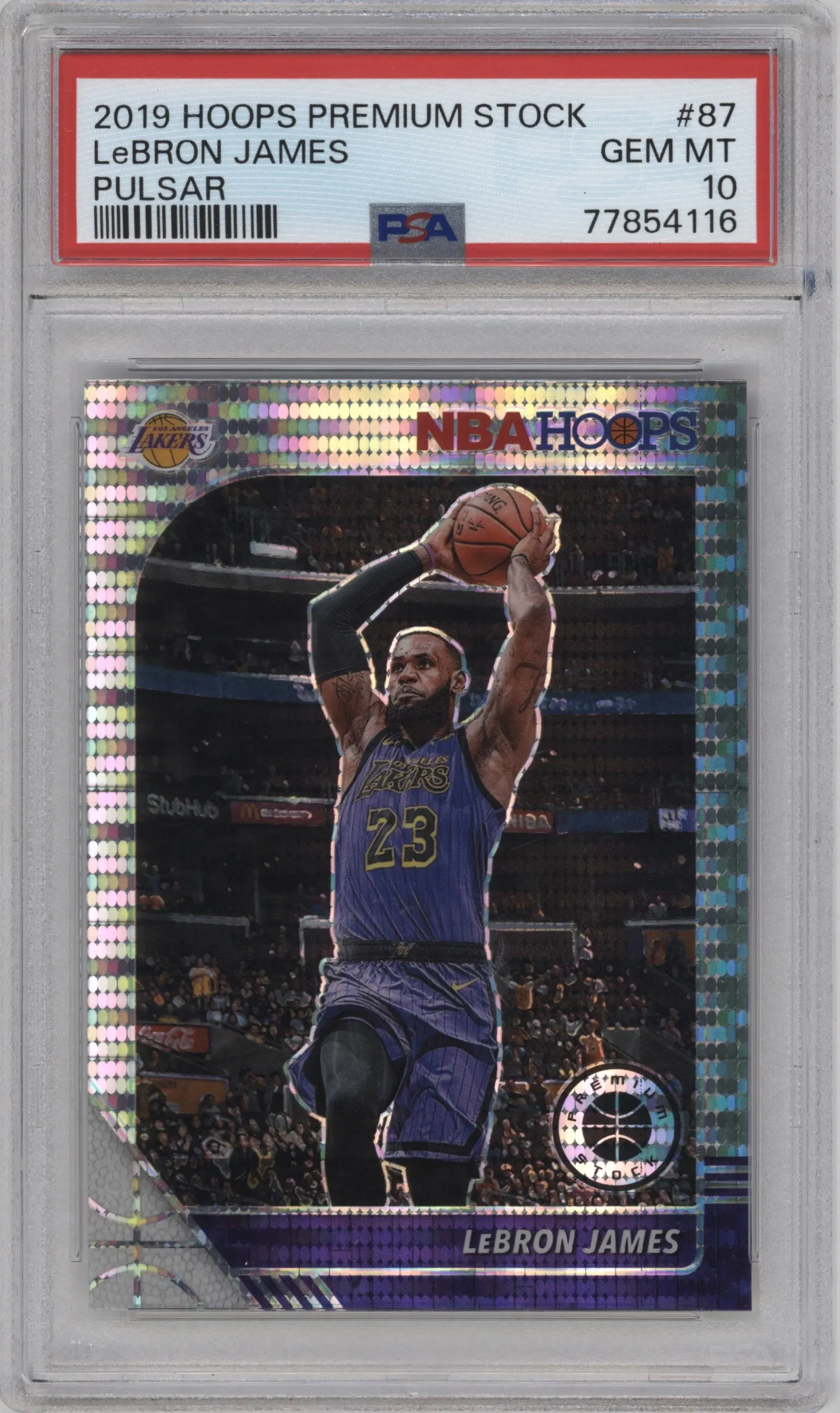 2019 Panini Hoops Premium Stock LeBron James Pulsar #87 PSA 10