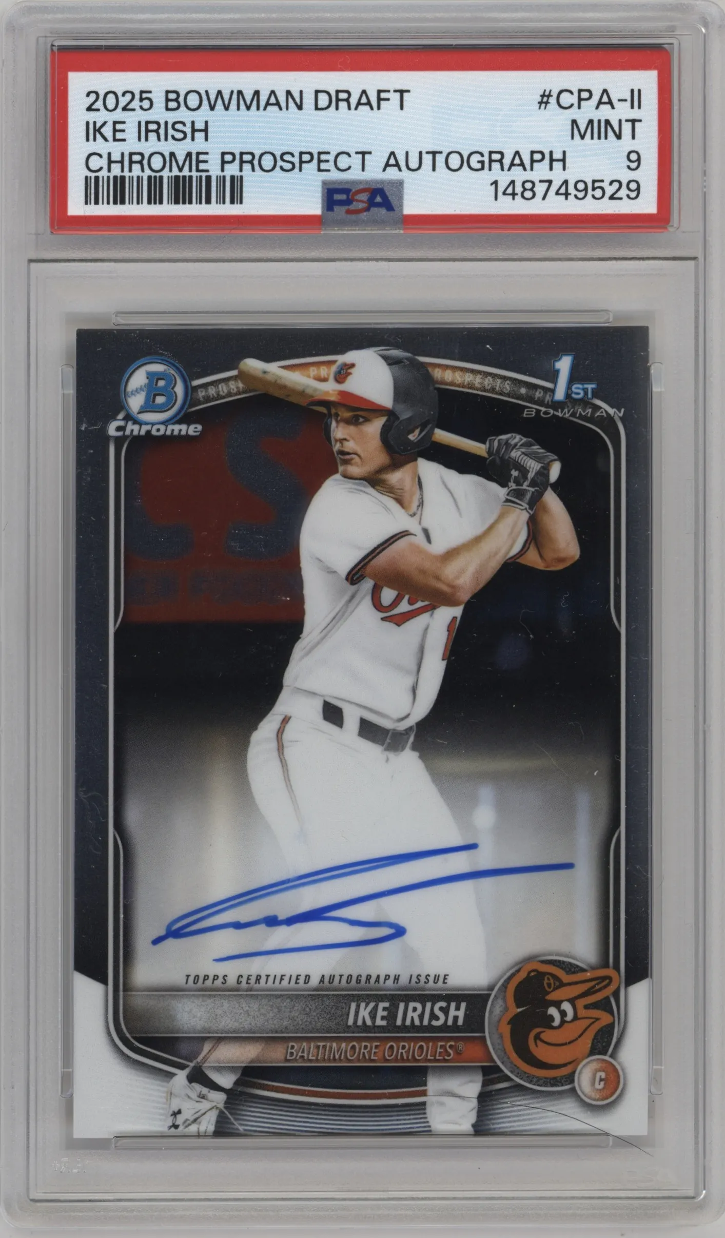 2025 Bowman Draft Chr.Pros.Auto Ike Irish PSA 9