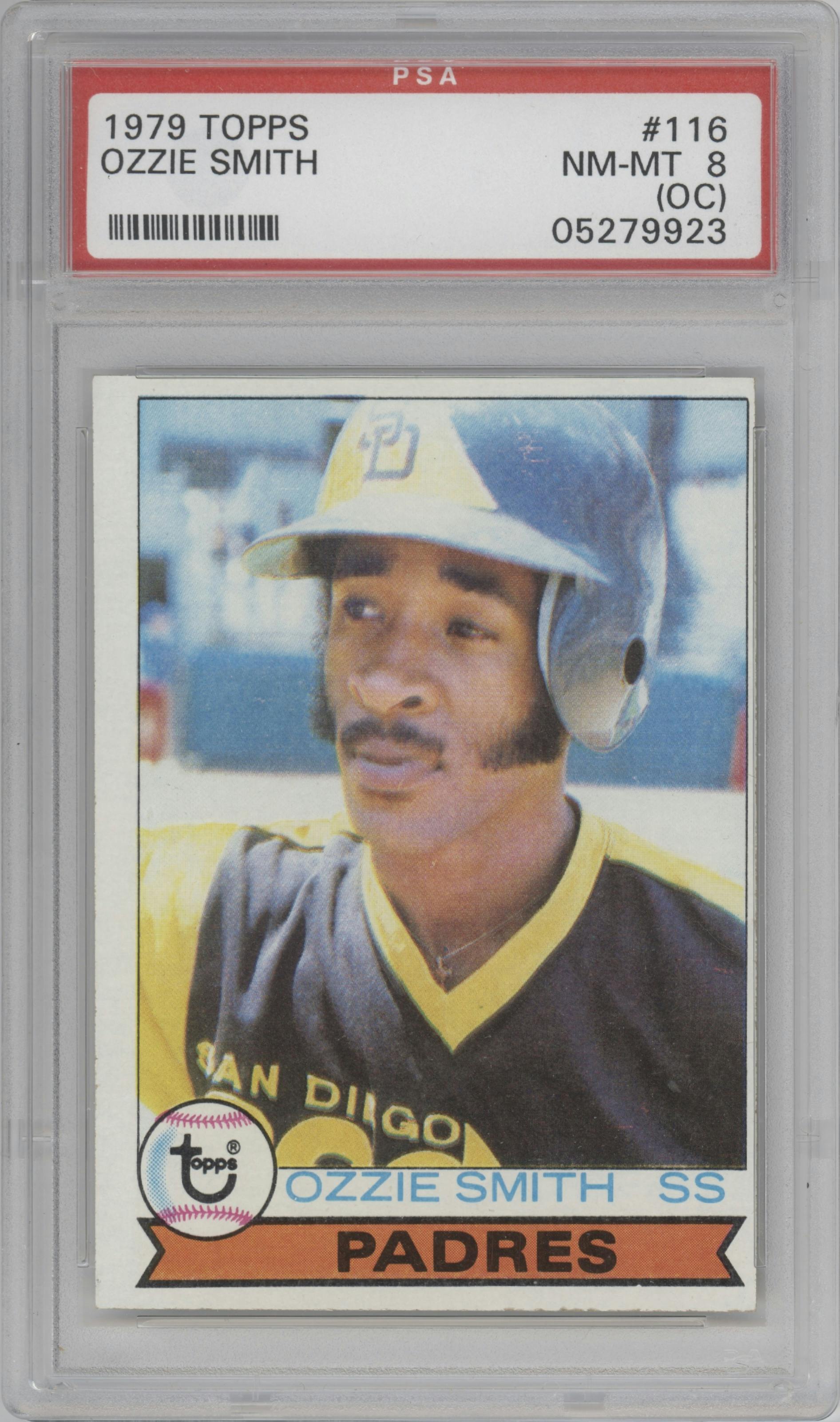 Ozzie Smith from the 1979 Topps set graded by PSA and given an overall grade of 8.