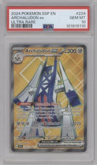 Archaludon ex from the 2024 Pokemon SV set graded by PSA and given an overall grade of 10.