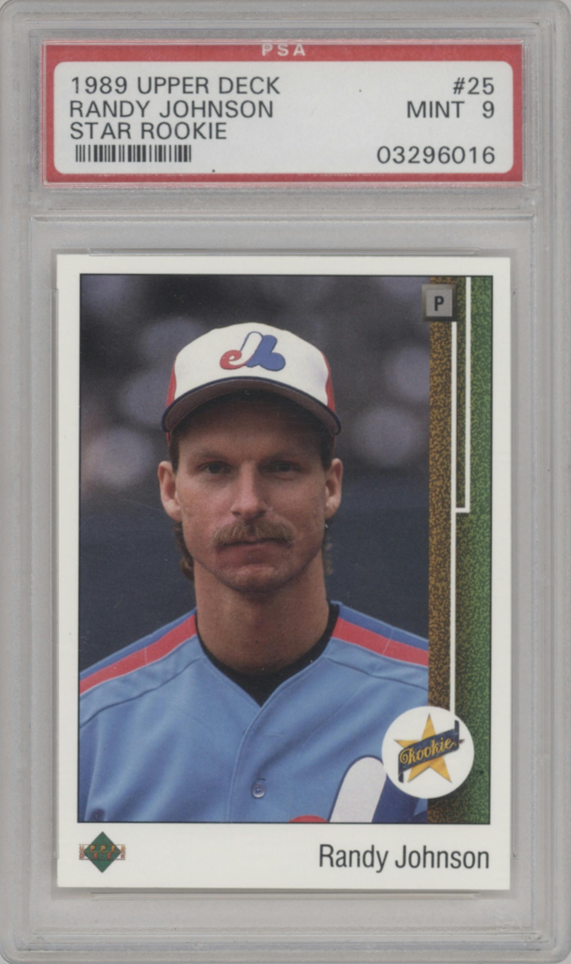 Randy Johnson from the 1989 Upper Deck set graded by PSA and given an overall grade of 9.