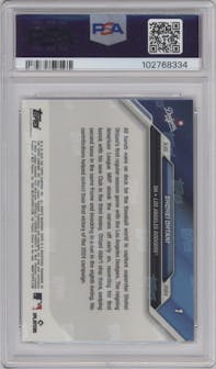 Shohei Ohtani from the 2024 Topps Now set graded by PSA and given an overall grade of 10.