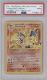 Charizard from the 2021 Pokemon SWSH set featuring a Base Set parallel graded by PSA and given an overall grade of 9.