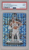 Victor Wembanyama from the 2023-24 Panini Mosaic set featuring a Reactive Blue parallel graded by PSA and given an overall grade of 9.