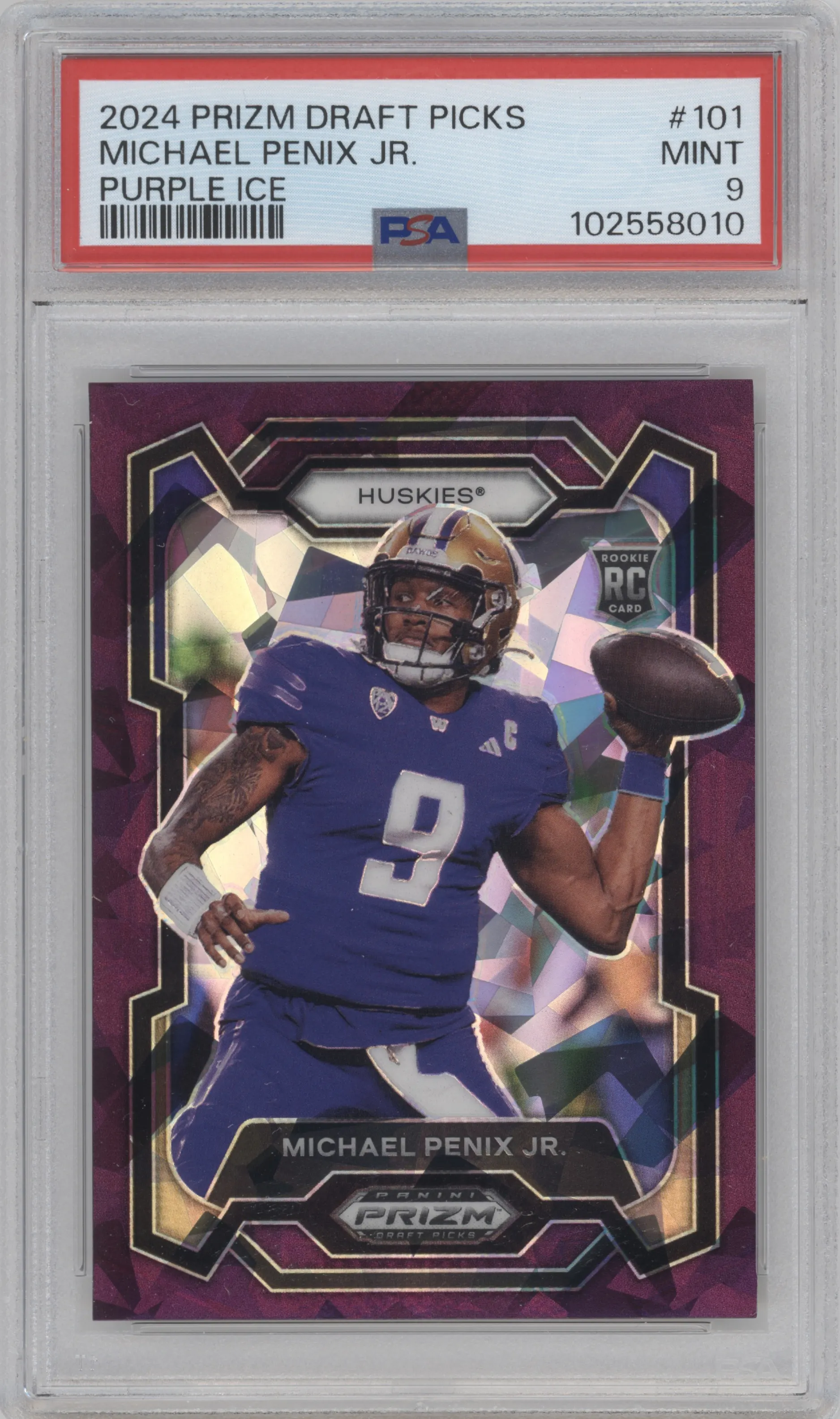 2024 Panini Prizm Draft Picks Michael Penix Jr. Purple Ice PSA 9
