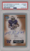 Michael Penix Jr.  from the 2023 Bowman Chrome University set graded by PSA and given an overall grade of 9.