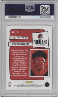 Scoot Henderson from the 2023-24 Panini NBA Hoops set graded by PSA and given an overall grade of 10.