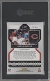 Justin Fields from the 2021 Panini Prizm set featuring a Light Blue Prizm parallel graded by SGC and given an overall grade of 10.