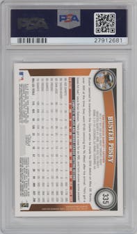 Buster Posey from the 2011 Topps Series 2 set featuring a Diamond Anniversary parallel graded by PSA and given an overall grade of 10.