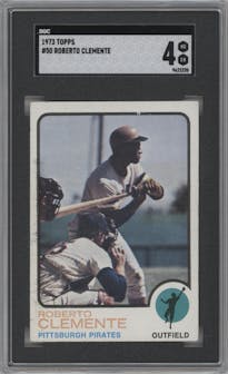 Roberto Clemente from the 1973 Topps set graded by SGC and given an overall grade of 4.