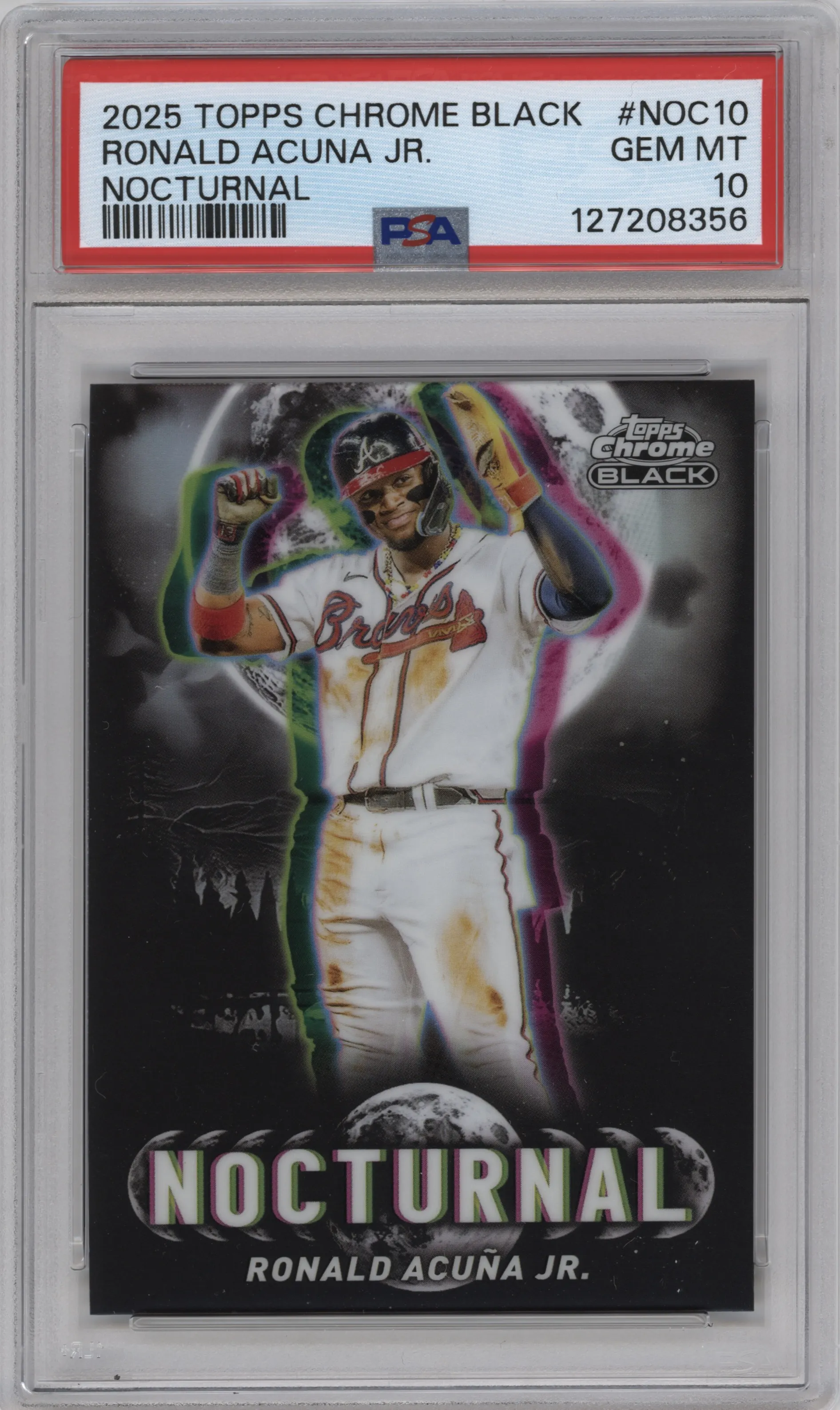2025 Topps Chrome Black Nocturnal Ronald Acuna Jr. #NOC-10 PSA 10