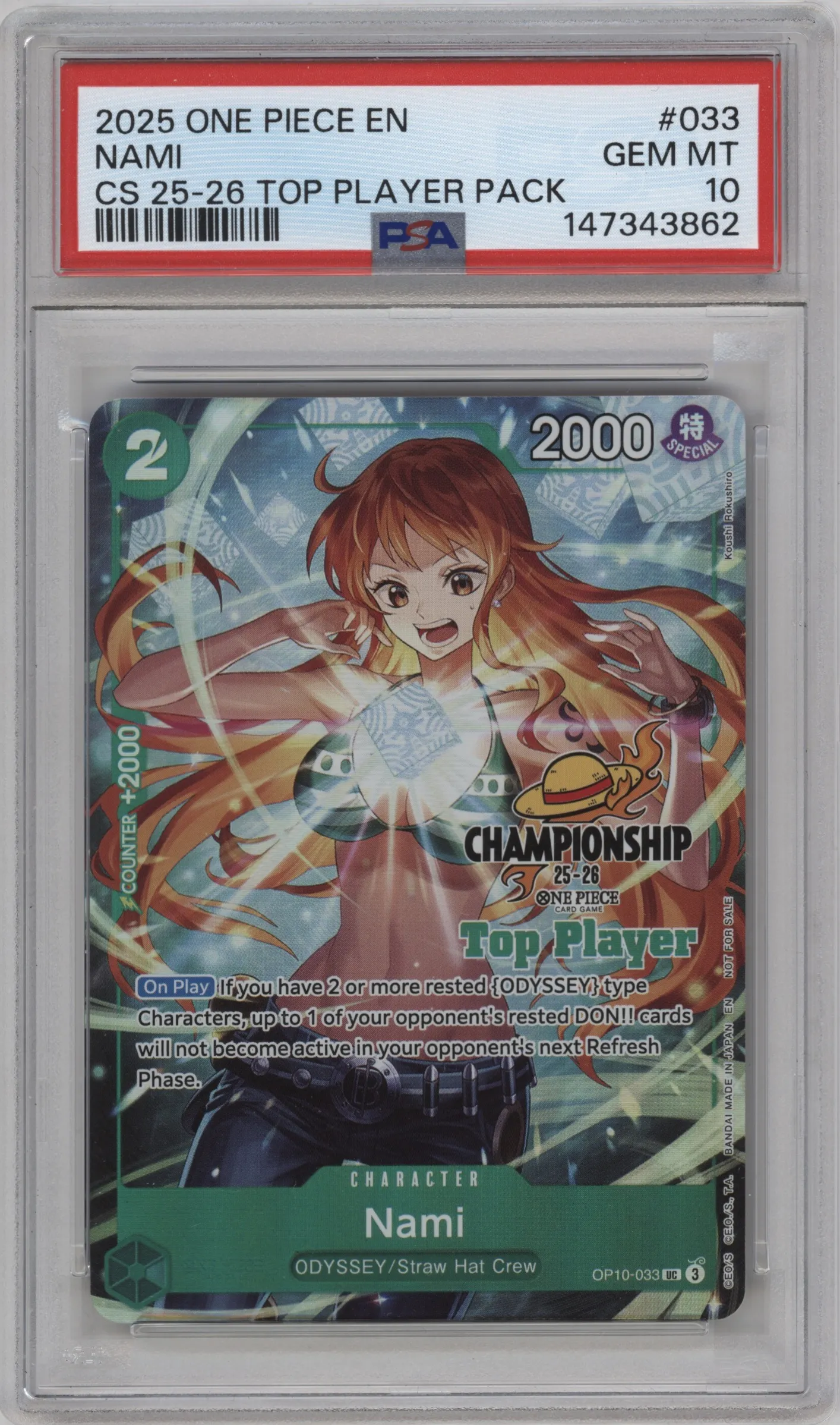 2025 One Piece Nami CS 25-26 Top Player Pack PSA 10