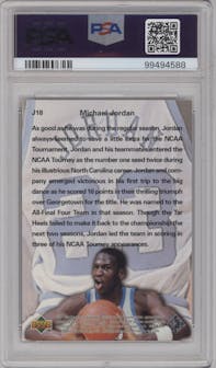Michael Jordan from the 1998 SP Top Prospects set graded by PSA and given an overall grade of 7.