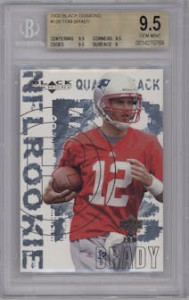 Tom Brady from the 2000 Upper Deck Black Diamond set graded by Beckett and given an overall grade of 9.5.
