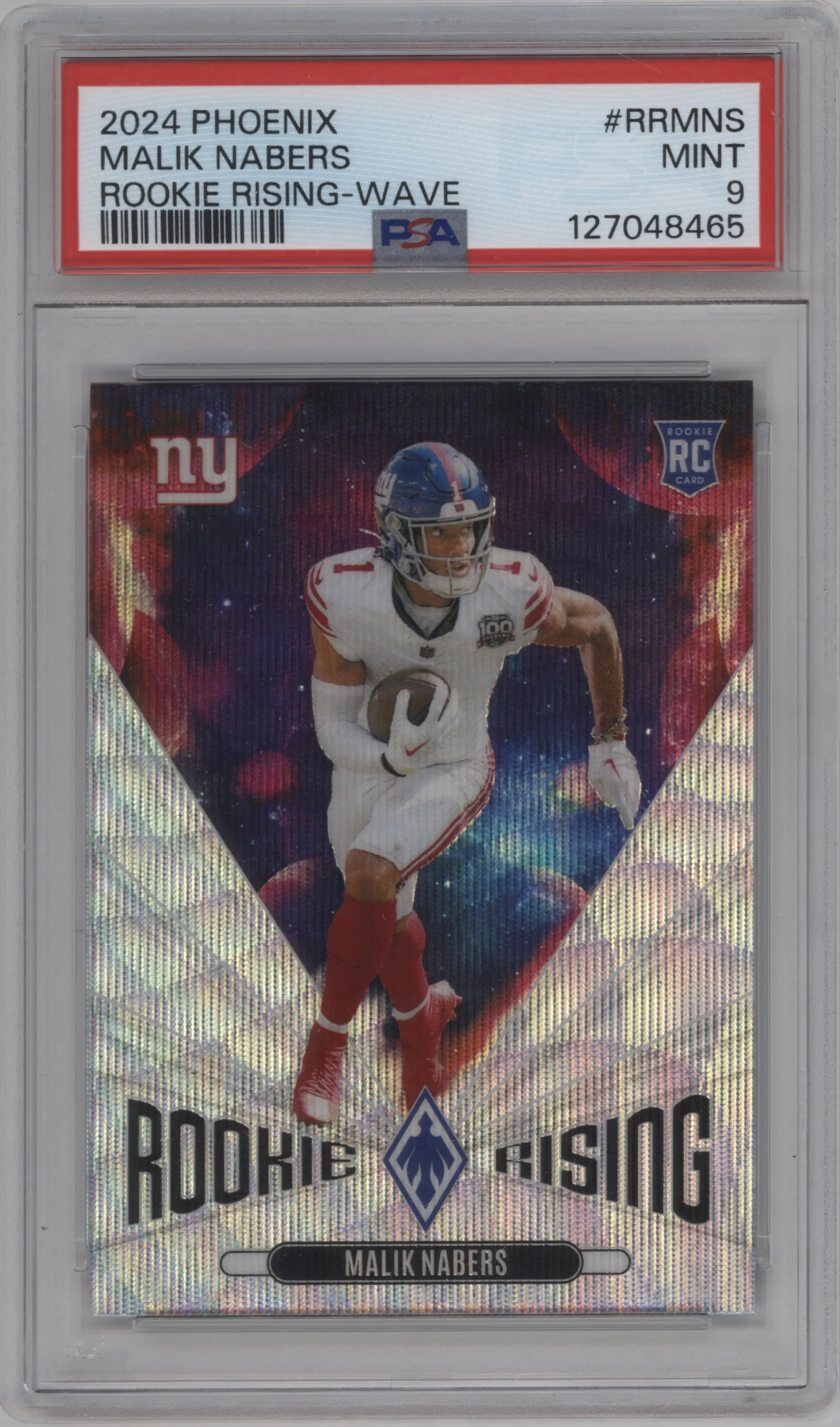 2024 Panini Phoenix Rookie Rising Malik Nabers Wave #RR-MNS PSA 9